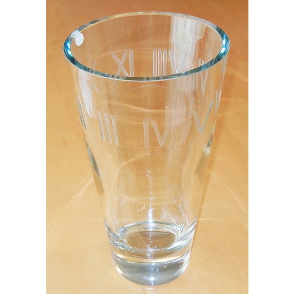 Contemporary Glass Vase with Roman Numbers