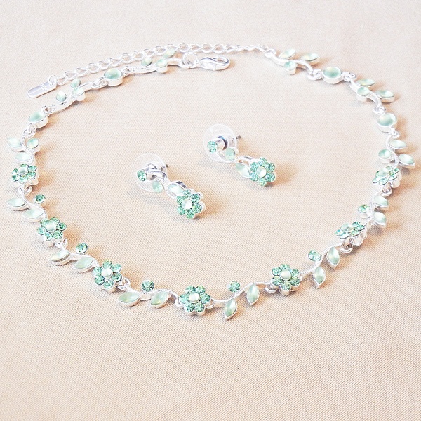 Floral Green Crystal Choker - Maya Fashion Jewellery