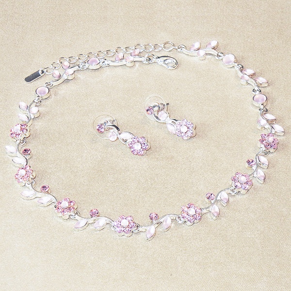 Floral Pink Crystal Choker - Maya Fashion Jewellery