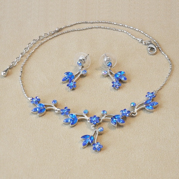 Sapphire Crystal Floral Necklace - Fashion Jewellery