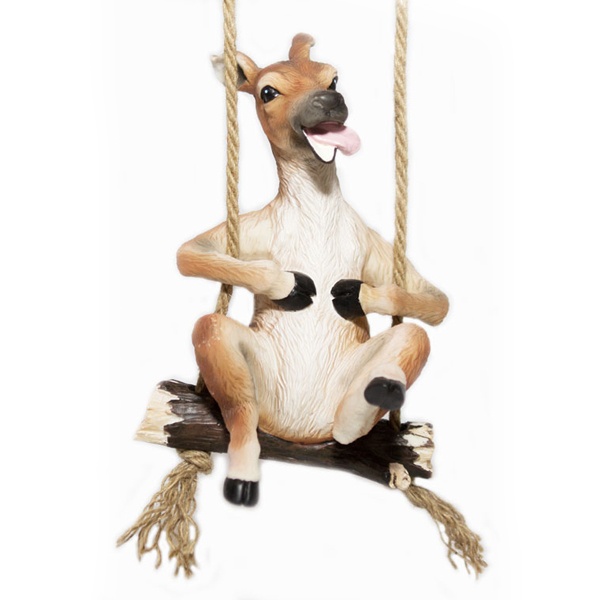 Fawn Figurine - Happy Fawn on a Swing- 2 pieces left