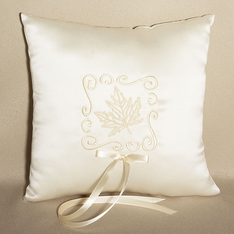 Ivory Leaf Design Wedding Ring Bearer Pillow