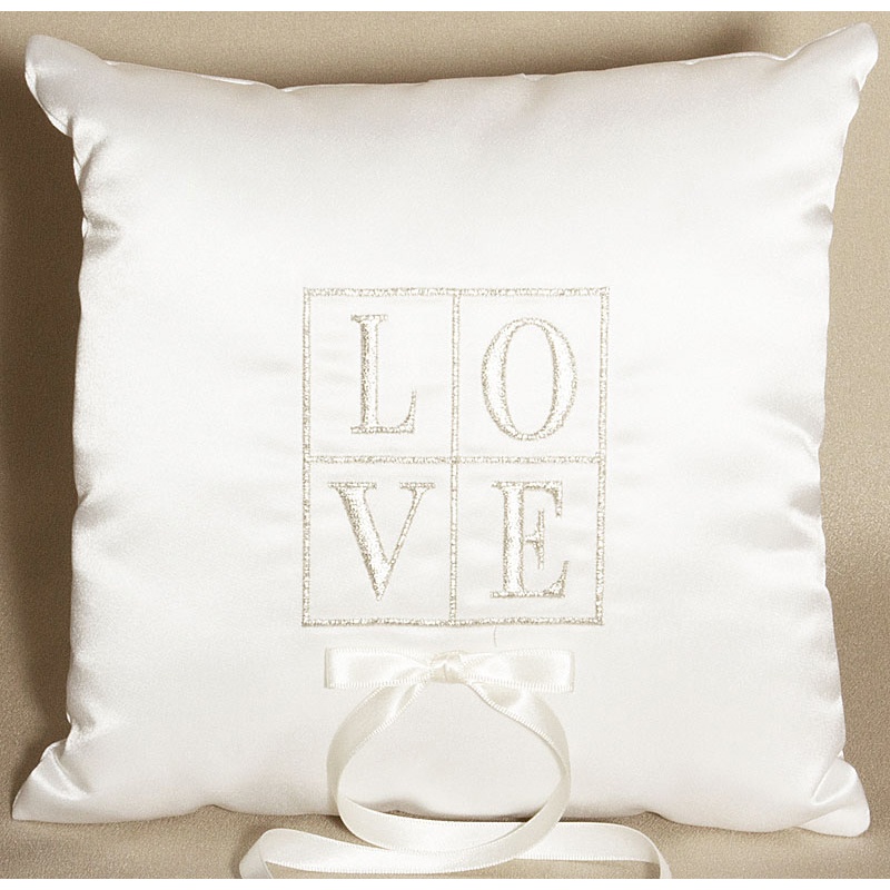 Its All About Love White Wedding Ring Bearer Pillow