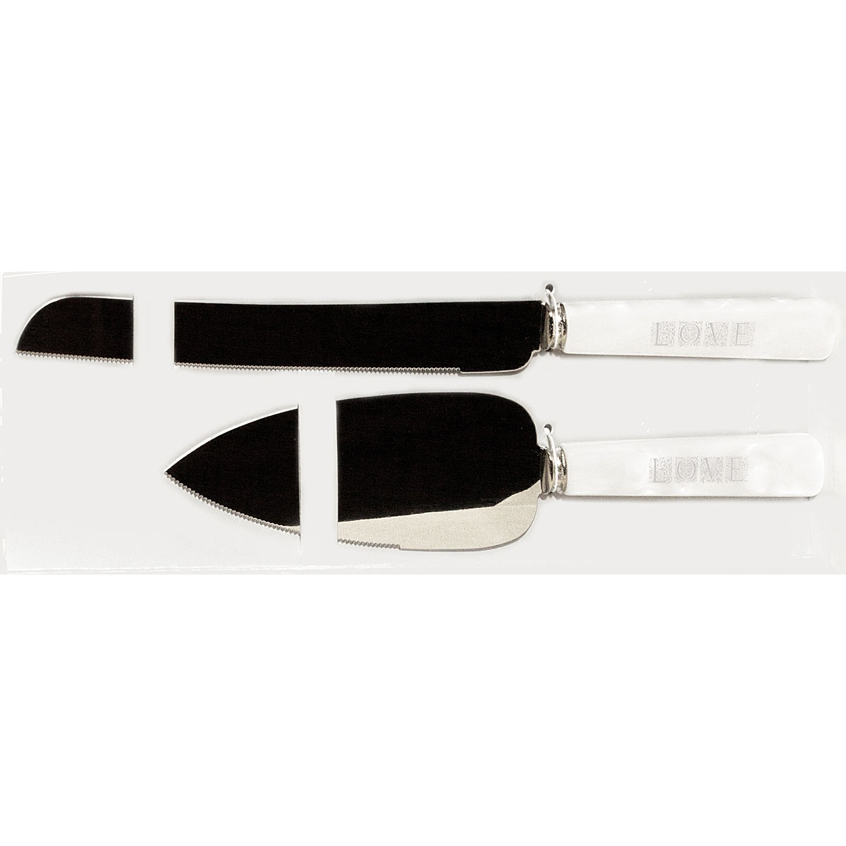 Its All About Love White Wedding Knife Server Set