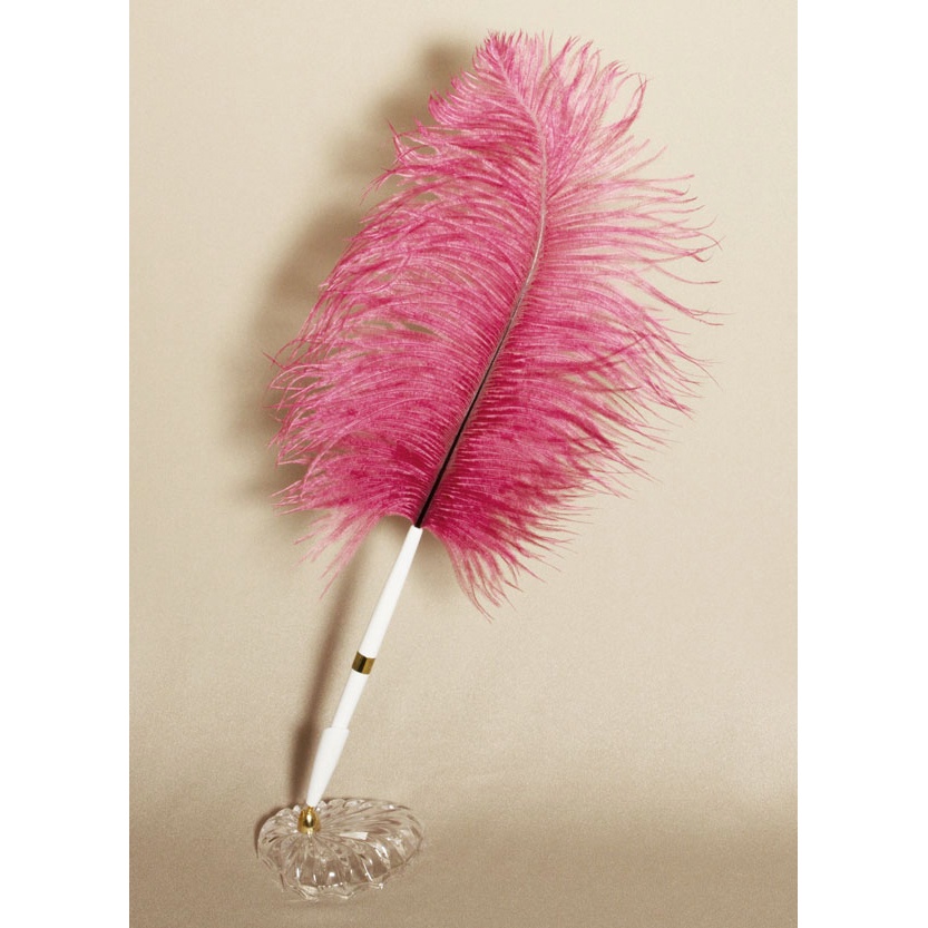 Pen Set Burgundy Plume Crystal Heart Wedding