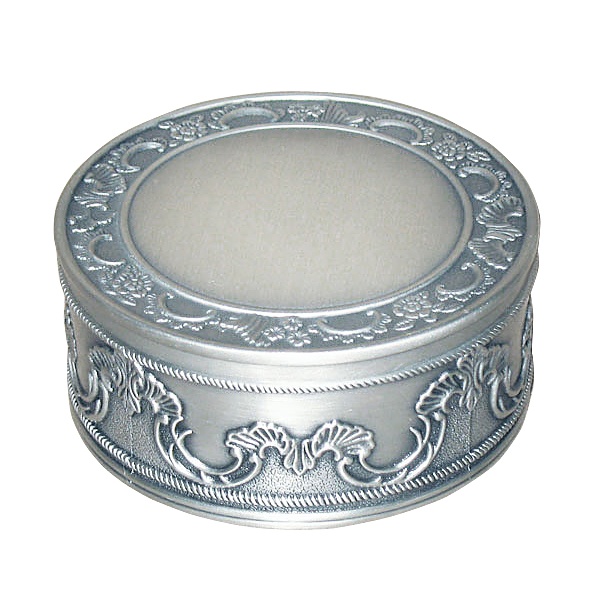 Pewter Round Jewelry Box