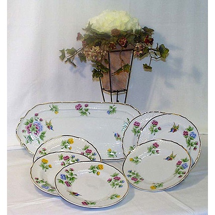 Hortenzia Sandwich Set Fine Porcelain Hollohaza