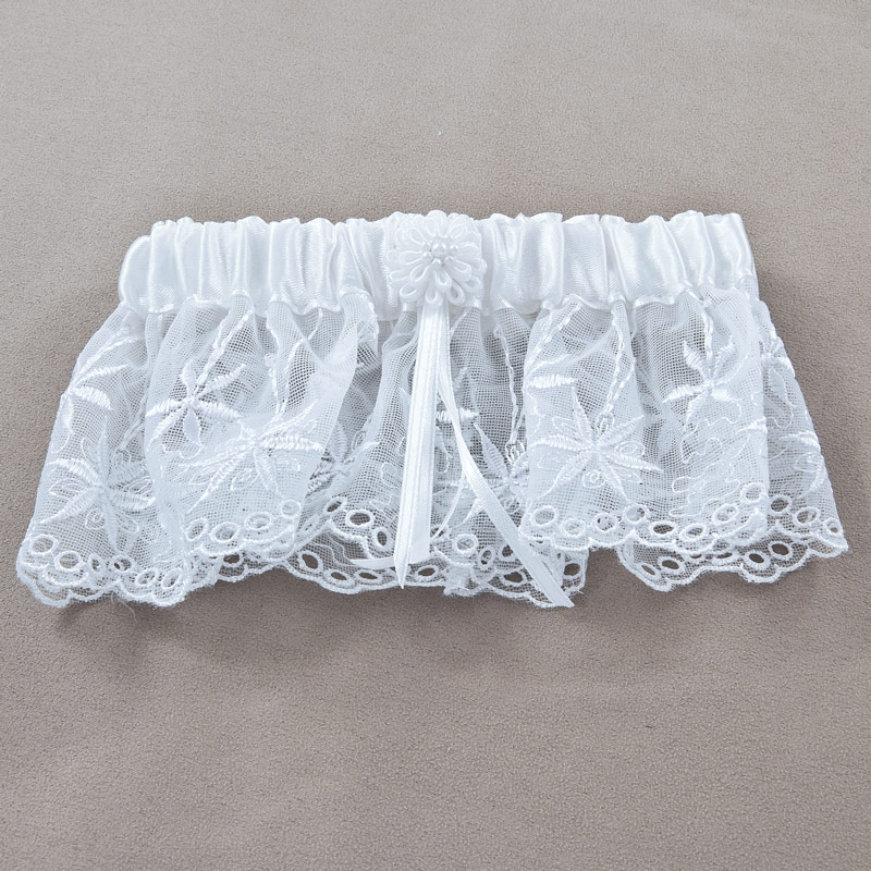 Scalloped Lace Bridal Garter - White