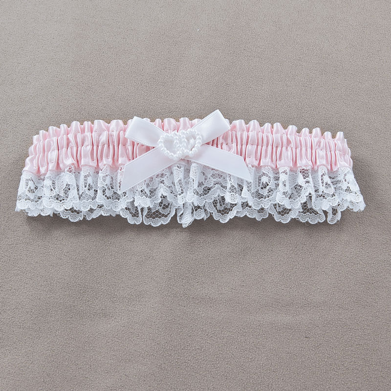Linking Hearts - Pink Wedding Garter