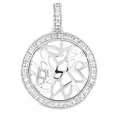 CZ Round Silver Pendant Twinkling Clear - with 18" chain