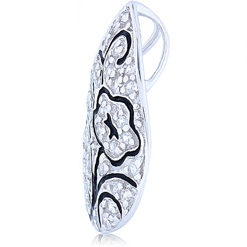 Silver Leaf Enamel Pendant - Sterling silver 20" chain included - Image 2