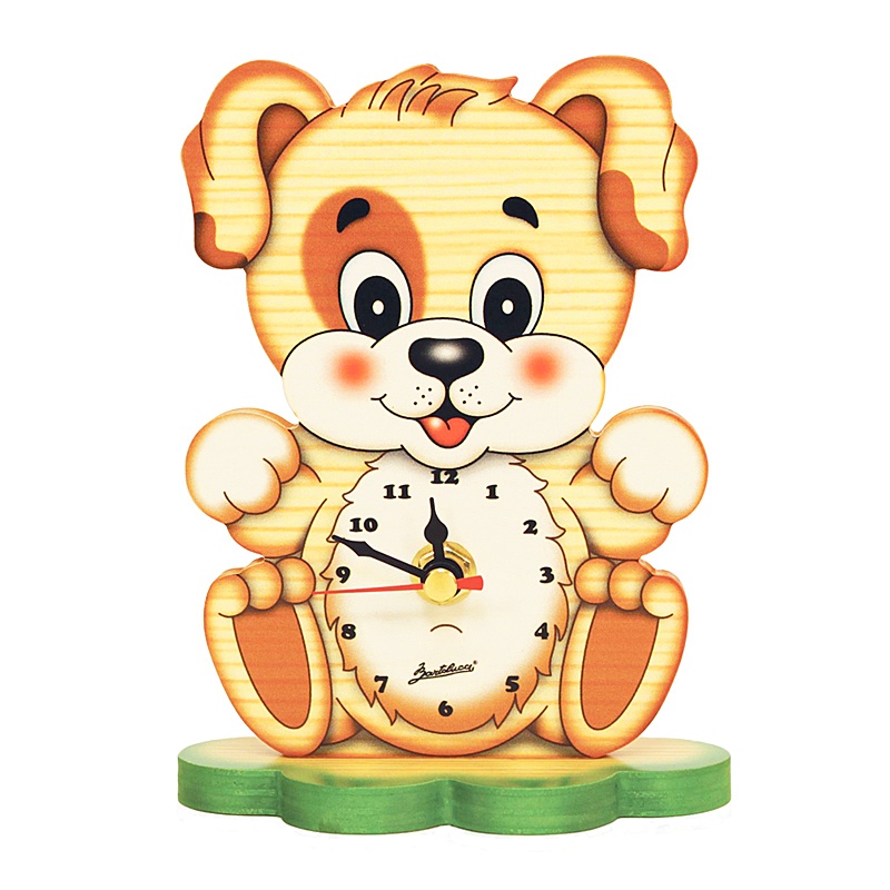 Cute Puppy Table Clock And Santa's Village Scene - Image 3