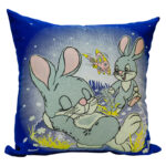 Bunnies Playing Glow Pillow 12″x 12″ ass. color +$25.95