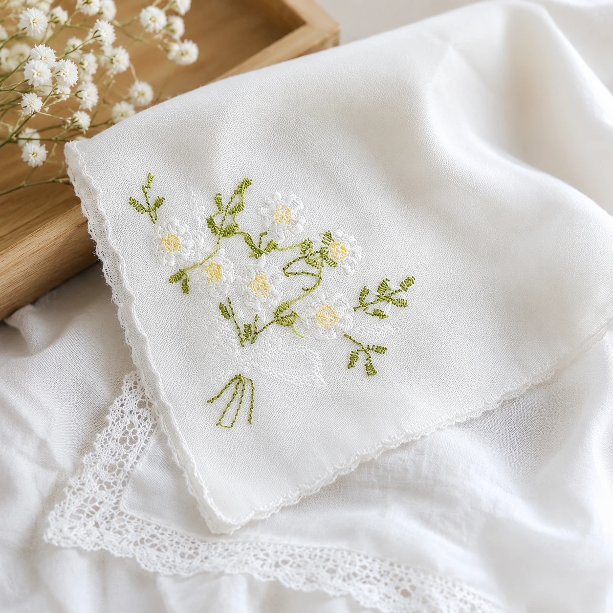 Handkerchief He Loves Me Daisy Weddingstar