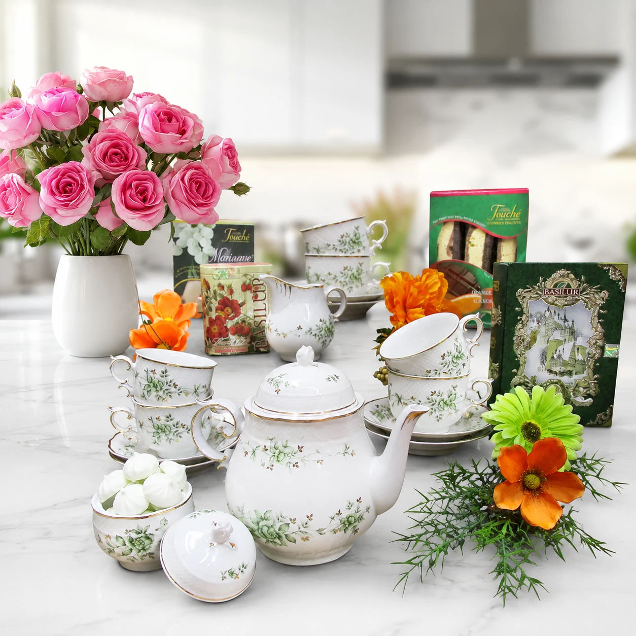Hortenzia Tea Set Fine Porcelain Hollohaza